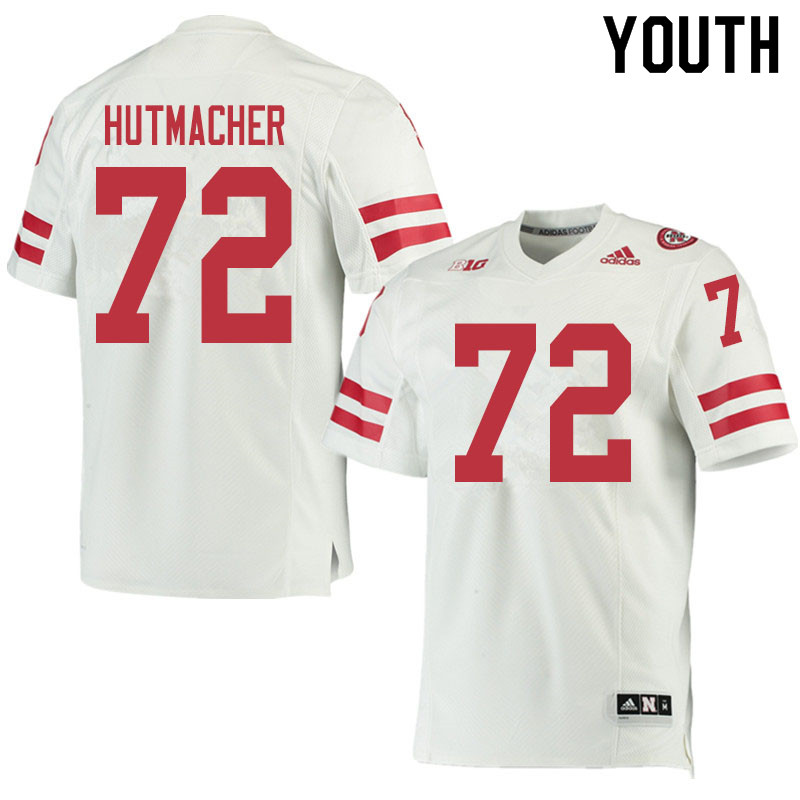 Youth #72 Nash Hutmacher Nebraska Cornhuskers College Football Jerseys Sale-White
